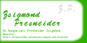 zsigmond presneider business card